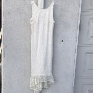 White lace dress with mermaid bottom hem
